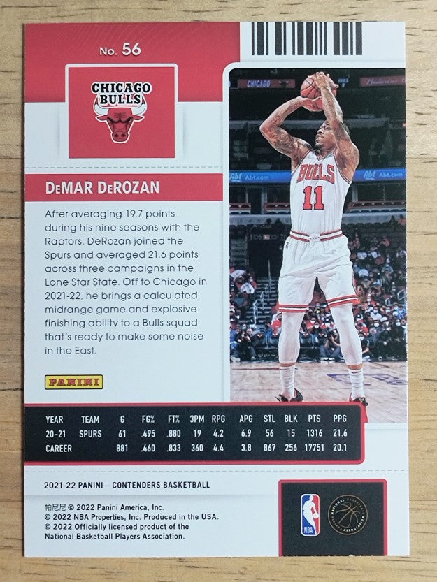 2021-22 Panini Contenders Game Ticket Red #56 DeMar DeRozan