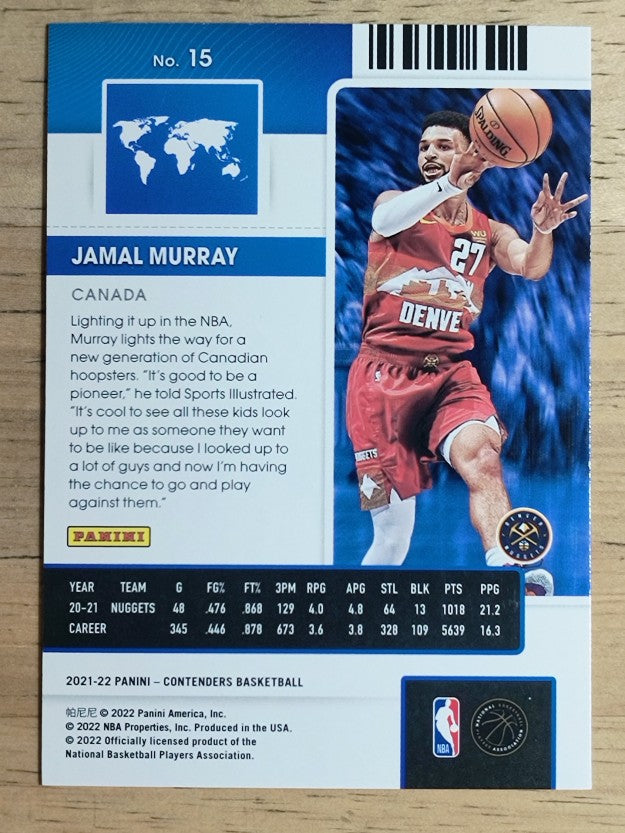 2021-22 Panini Contenders International Ticket #15 Jamal Murray