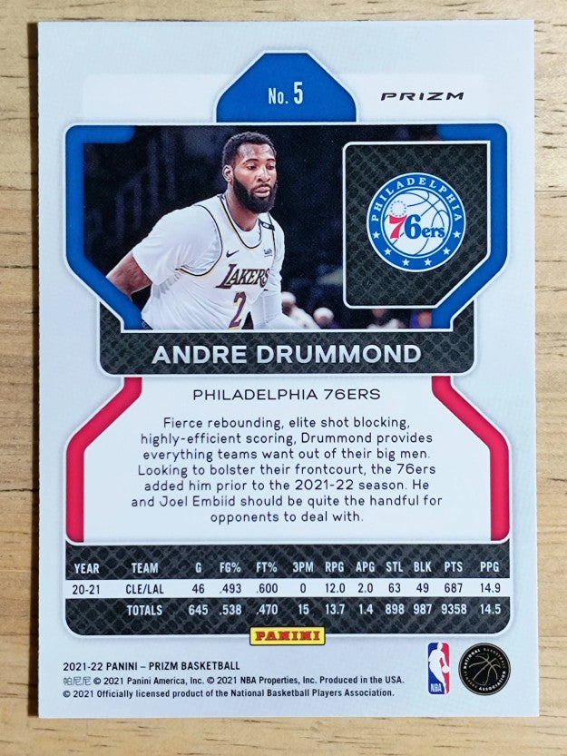 2021-22 Panini Prizm Prizms Green #5 Andre Drummond