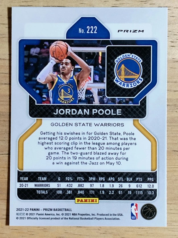 2021-22 Panini Prizm Prizms Green #222 Jordan Poole