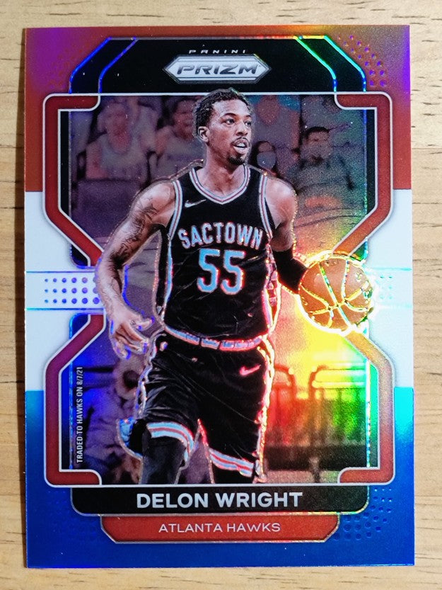 2021-22 Panini Prizm Prizms Red White and Blue #57 Delon Wright