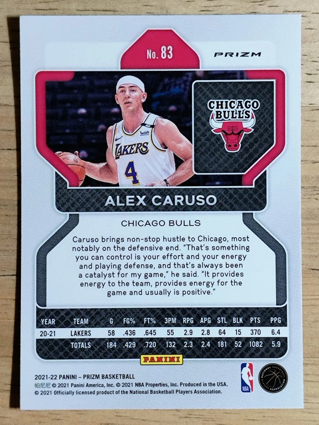 2021-22 Panini Prizm Prizms Red White and Blue #83 Alex Caruso