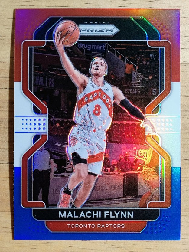 2021-22 Panini Prizm Prizms Red White and Blue #111 Malachi Flynn