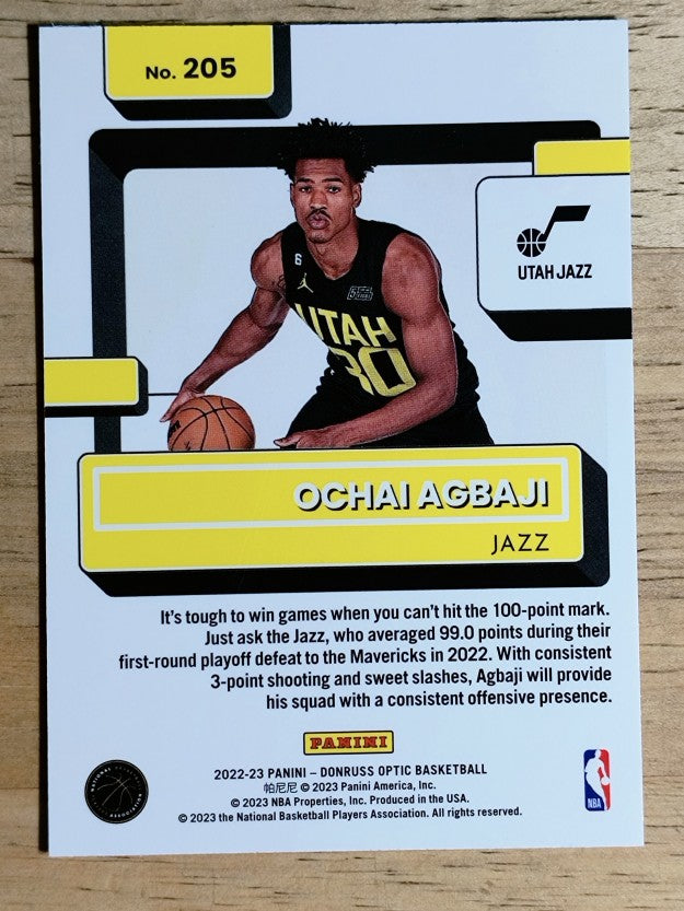 2022-23 Donruss Optic #205 Ochai Agbaji RR RC