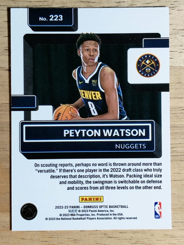 2022-23 Donruss Optic #223 Peyton Watson RR RC