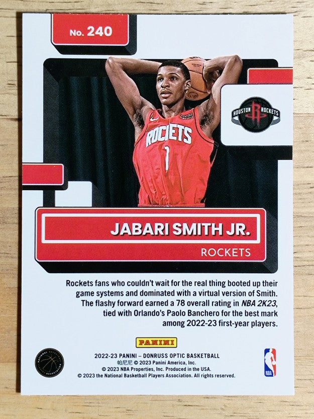2022-23 Donruss Optic #240 Jabari Smith Jr. RR RC