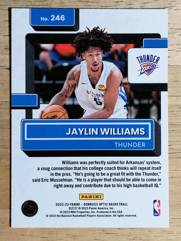 2022-23 Donruss Optic #246 Jaylin Williams RR RC