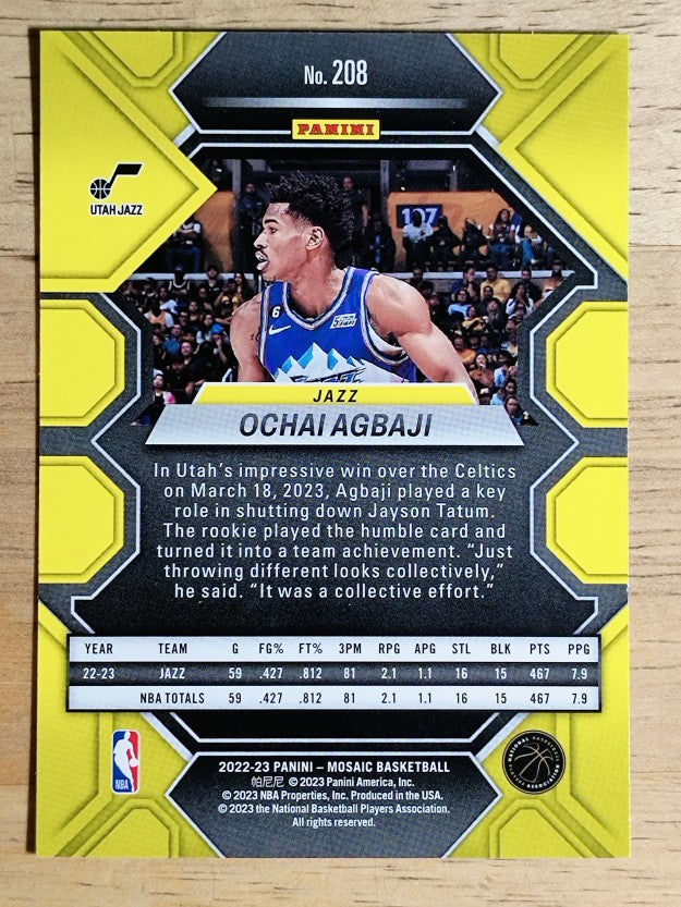 2022-23 Panini Mosaic #208 Ochai Agbaji RC