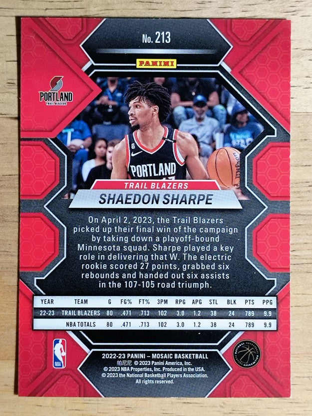 2022-23 Panini Mosaic #213 Shaedon Sharpe RC