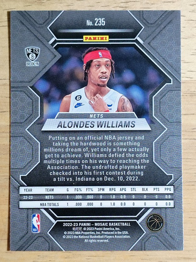 2022-23 Panini Mosaic #235 Alondes Williams RC