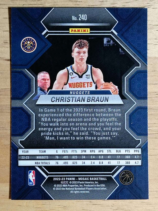 2022-23 Panini Mosaic #240 Christian Braun RC