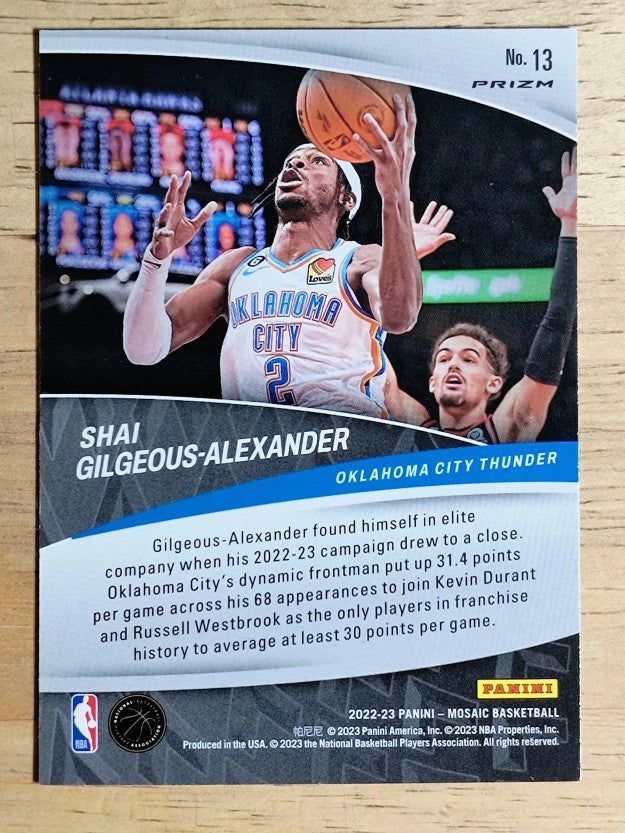 2022-23 Panini Mosaic Elevate Mosaic Green #13 Shai Gilgeous-Alexander