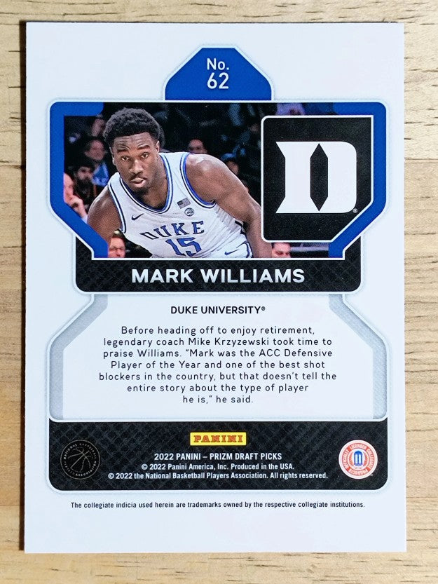 2022-23 Panini Prizm Draft Picks #62 Mark Williams