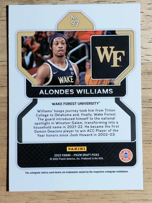 2022-23 Panini Prizm Draft Picks #97 Alondes Williams