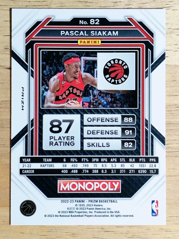 2022-23 Panini Prizm Monopoly Monopoly Black #82 Pascal Siakam