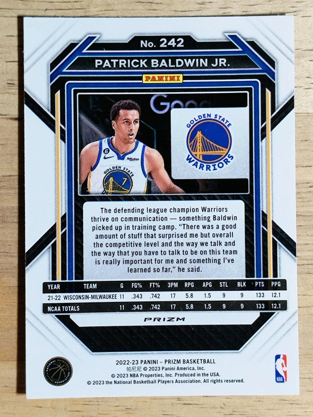 2022-23 Panini Prizm Prizms Ice #242 Patrick Baldwin Jr.