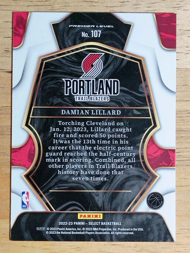 2022-23 Select Blue #107 Damian Lillard