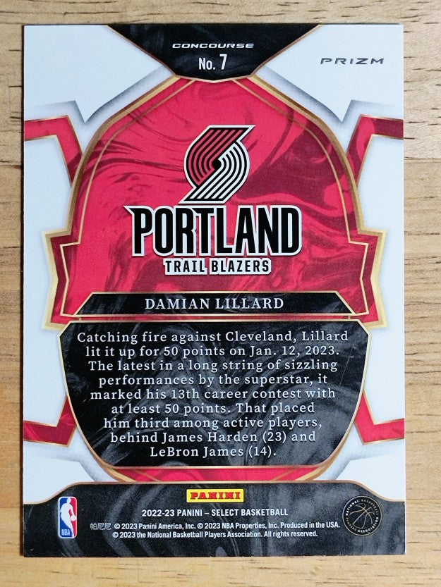 2022-23 Select Prizms Blue #7 Damian Lillard