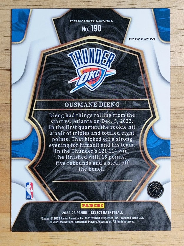 2022-23 Select Prizms Blue Cracked Ice #190 Ousmane Dieng