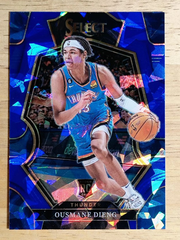 2022-23 Select Prizms Blue Cracked Ice #190 Ousmane Dieng