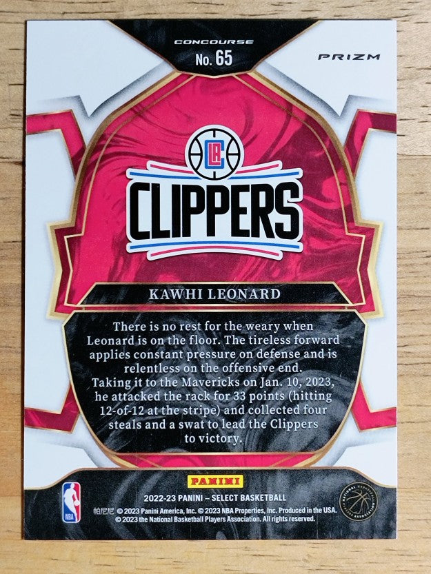 2022-23 Select Prizms Red Cracked Ice #65 Kawhi Leonard