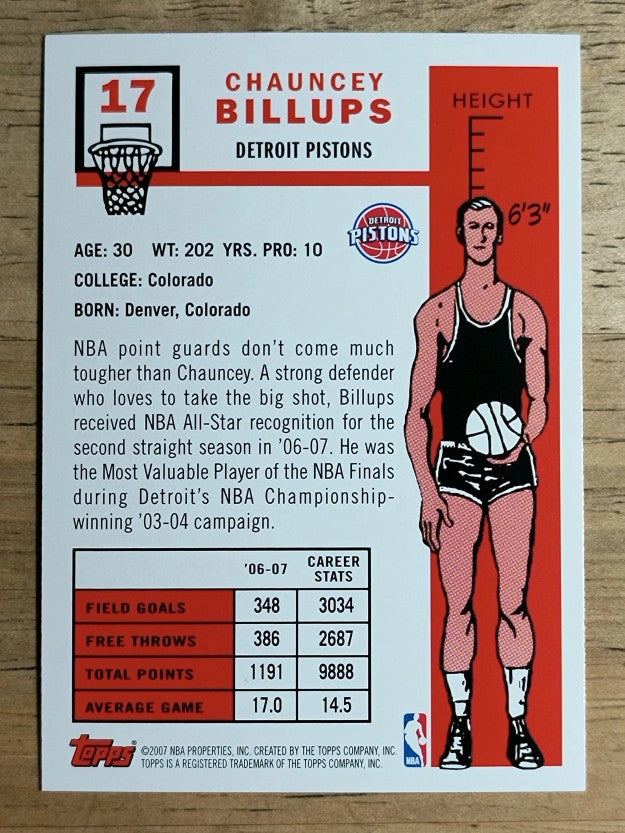 2007-08 Topps 1957-58 Variations #17 Chauncey Billups