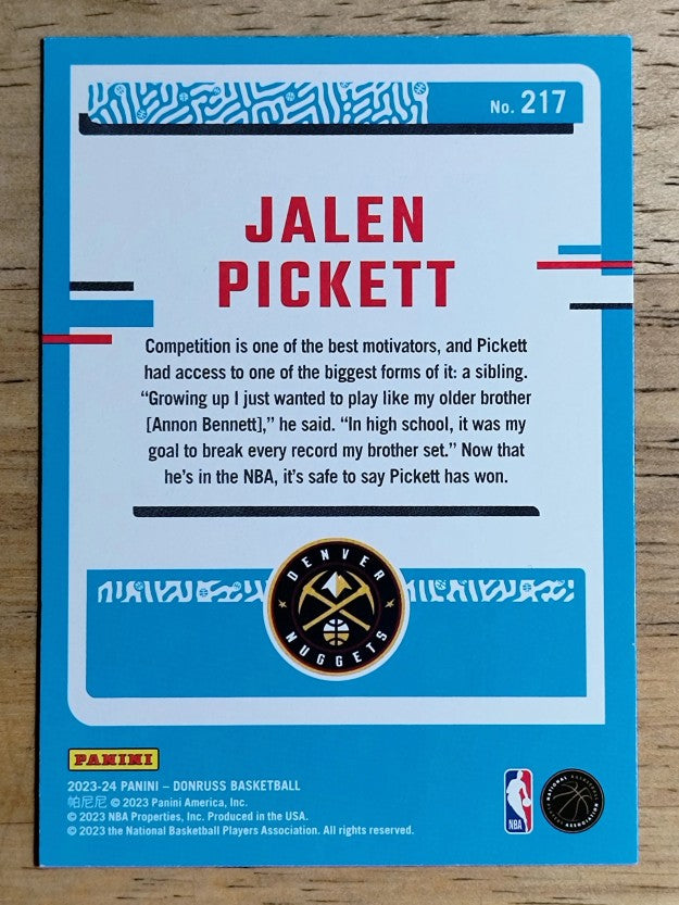 2023-24 Donruss #217 Jalen Pickett RC
