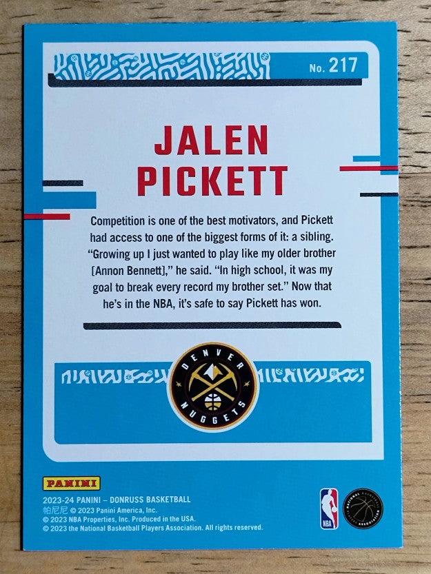 2023-24 Donruss #217 Jalen Pickett RC