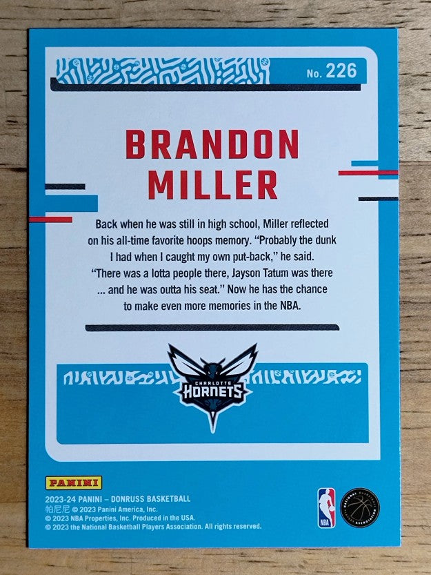 2023-24 Donruss #226 Brandon Miller RC