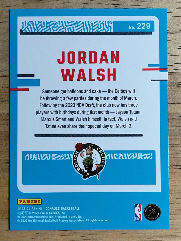 2023-24 Donruss #229 Jordan Walsh RC