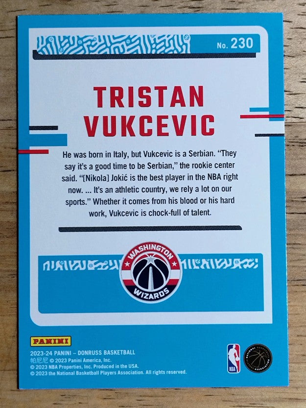 2023-24 Donruss #230 Tristan Vukcevic RC