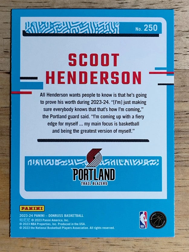 2023-24 Donruss #250 Scoot Henderson RC