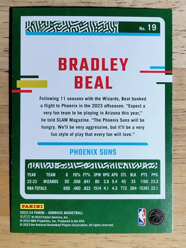 2023-24 Donruss Holo Green Laser #19 Bradley Beal