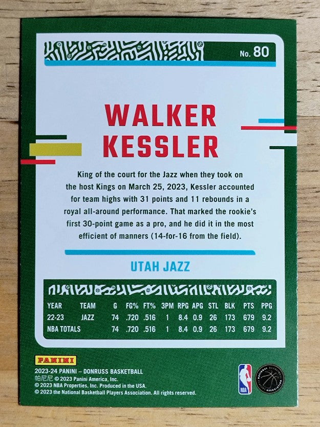 2023-24 Donruss Holo Green Laser #80 Walker Kessler