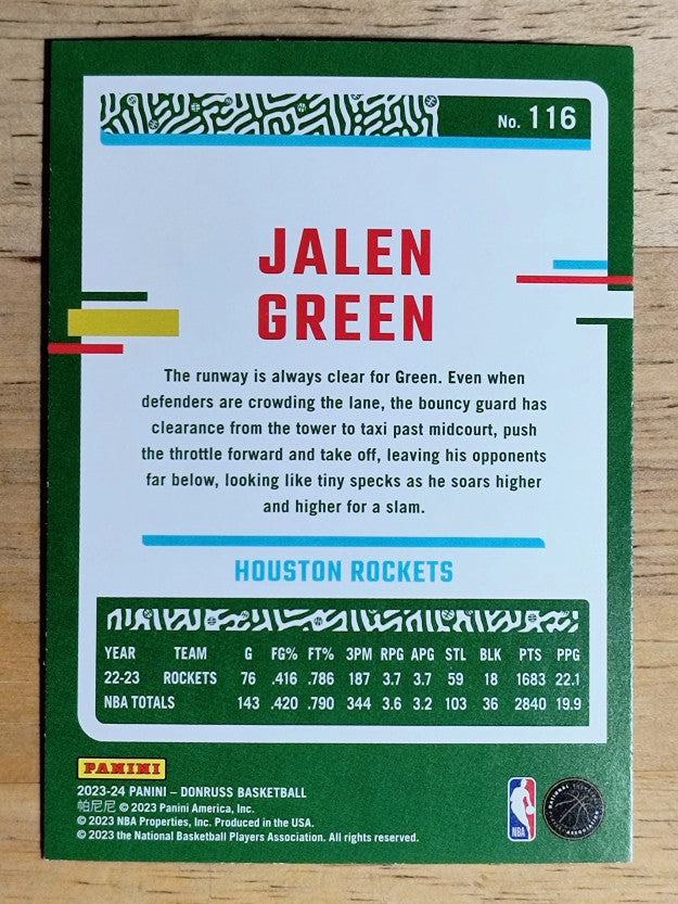 2023-24 Donruss Holo Green Laser #116 Jalen Green