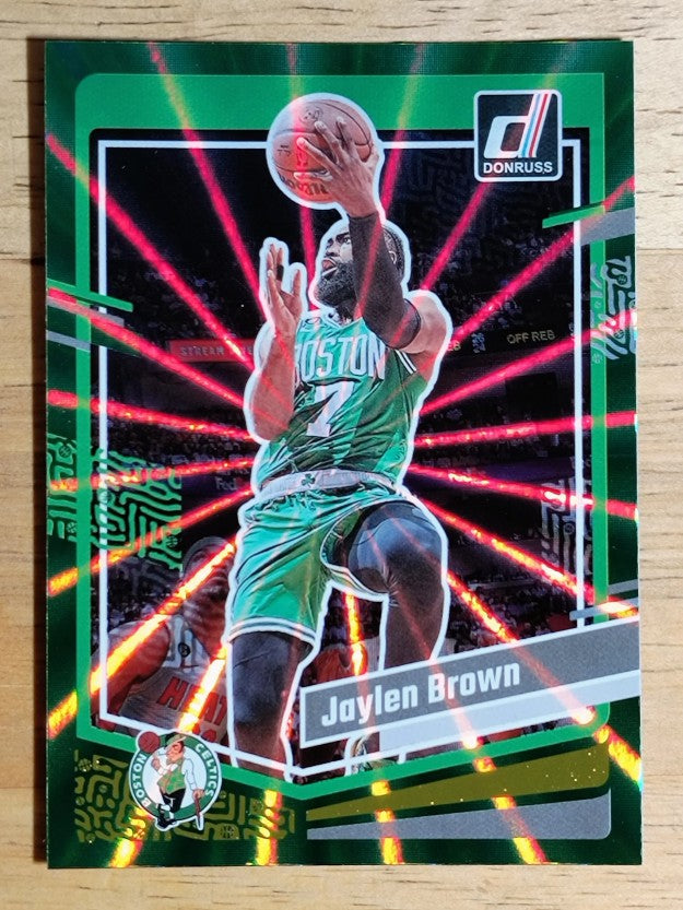 2023-24 Donruss Holo Green Laser #128 Jaylen Brown