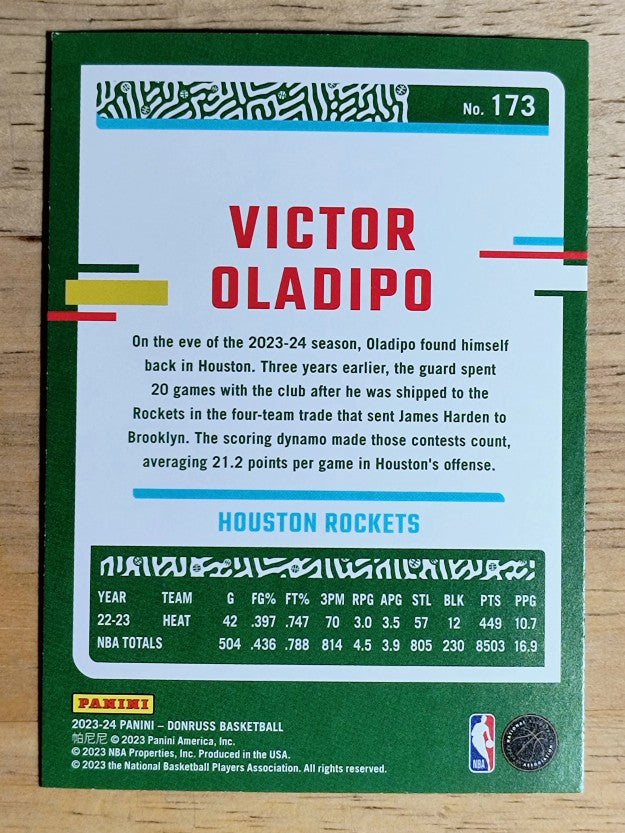 2023-24 Donruss Holo Green Laser #173 Victor Oladipo
