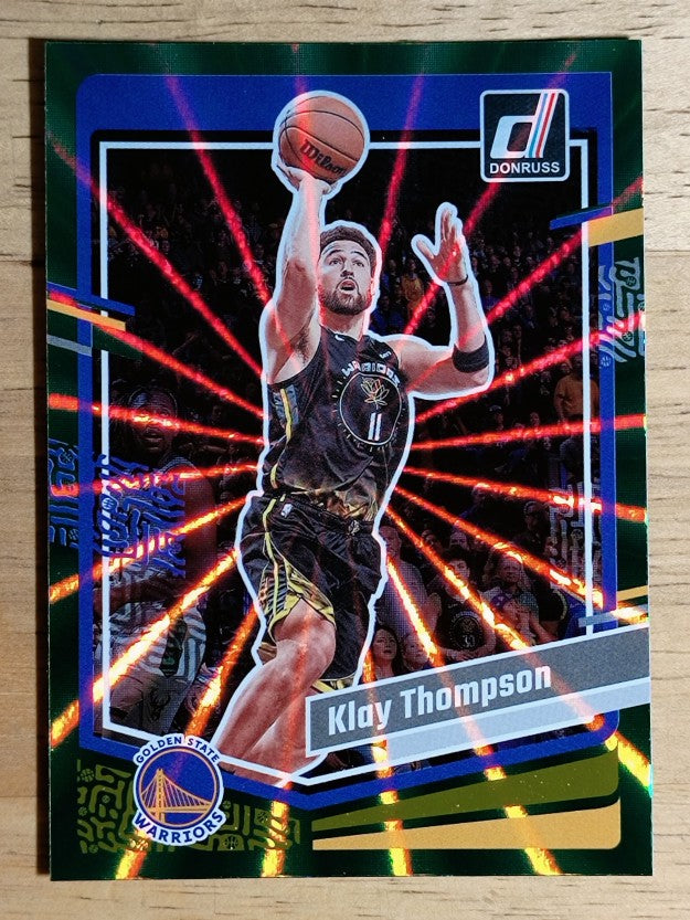 2023-24 Donruss Holo Green Laser #185 Klay Thompson