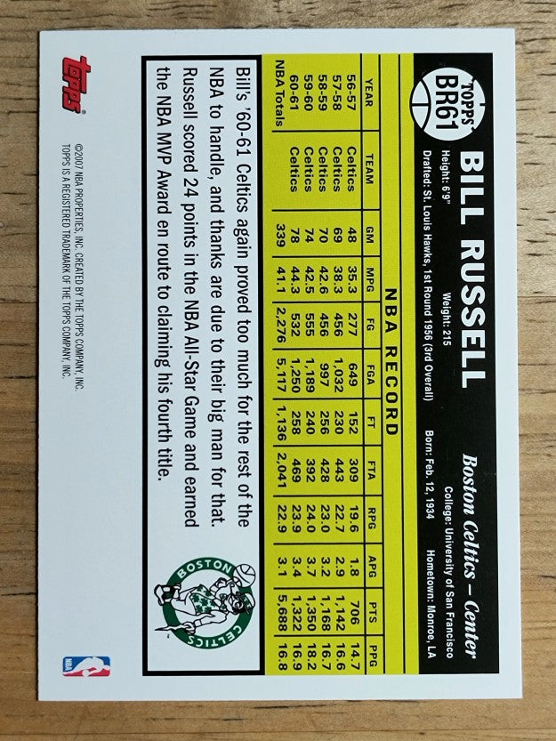 2007-08 Topps Bill Russell The Missing Years #BR61 Bill Russell