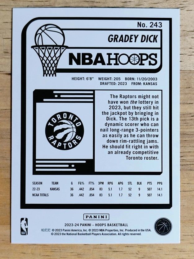 2023-24 Hoops #243 Gradey Dick RC