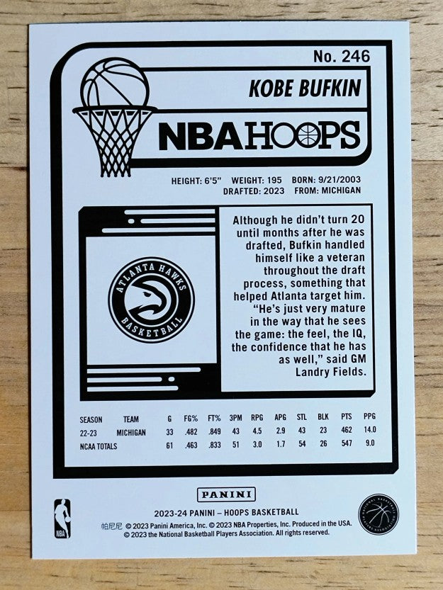 2023-24 Hoops #246 Kobe Bufkin RC