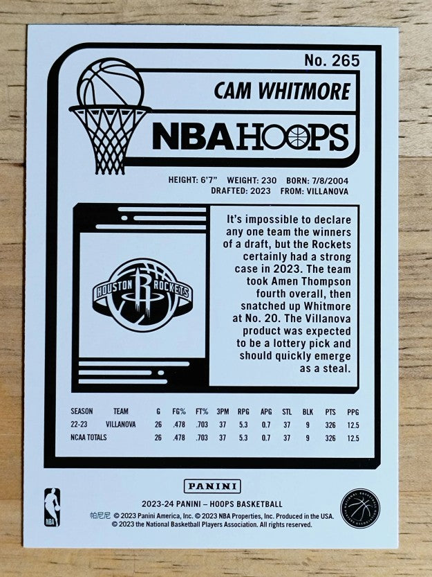 2023-24 Hoops #265 Cam Whitmore RC