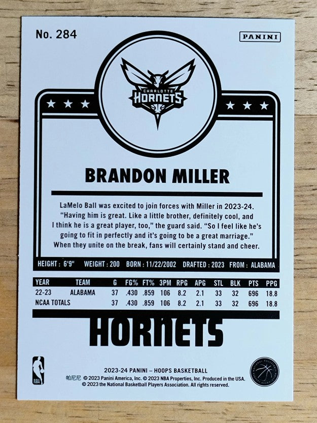 2023-24 Hoops Blue #284 Brandon Miller