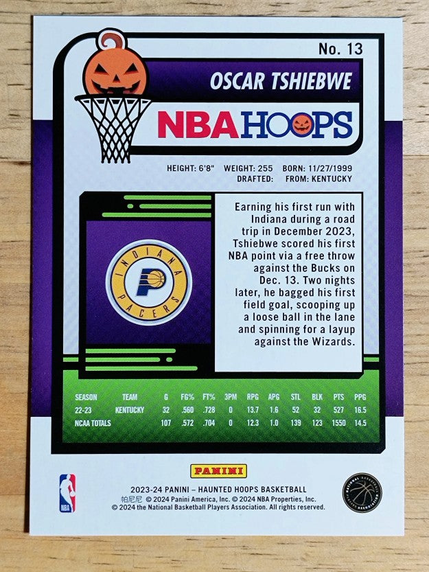 2023-24 Hoops Haunted Hoops #13 Oscar Tshiebwe RC