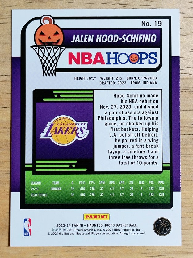 2023-24 Hoops Haunted Hoops #19 Jalen Hood-Schifino RC