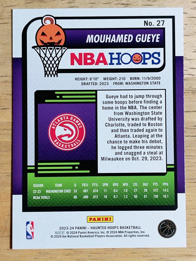 2023-24 Hoops Haunted Hoops #27 Mouhamed Gueye RC
