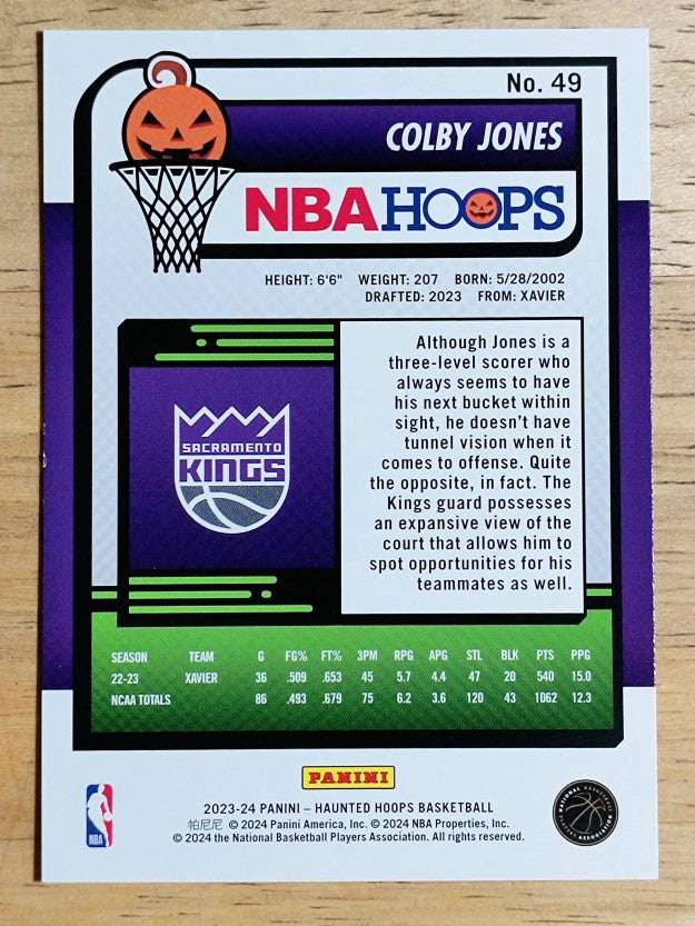 2023-24 Hoops Haunted Hoops #49 Colby Jones RC