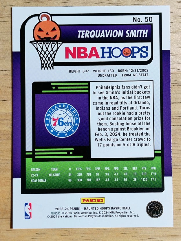 2023-24 Hoops Haunted Hoops #50 Terquavion Smith RC