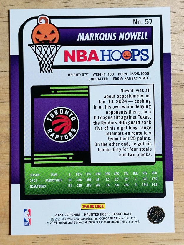 2023-24 Hoops Haunted Hoops #57 Markquis Nowell RC