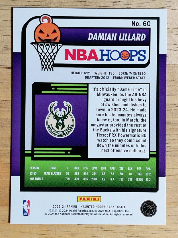 2023-24 Hoops Haunted Hoops #60 Damian Lillard